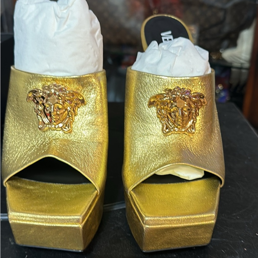 versace gold heels brand new  size 41